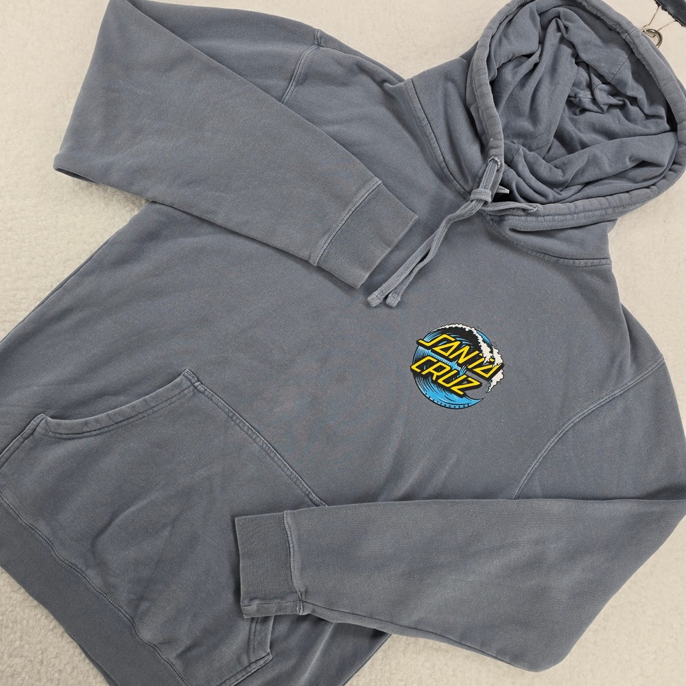Santa Cruz Men's Pullover Hoodie Blue Graphic Logo Drawstring Size M‎